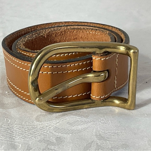 Dkny Other - DKNY Carmel Brown Leather Belt 36 Inches Brass Buckle Donna Karan New York